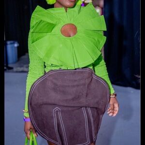 Women's Lime Green Statement Ruffled Top